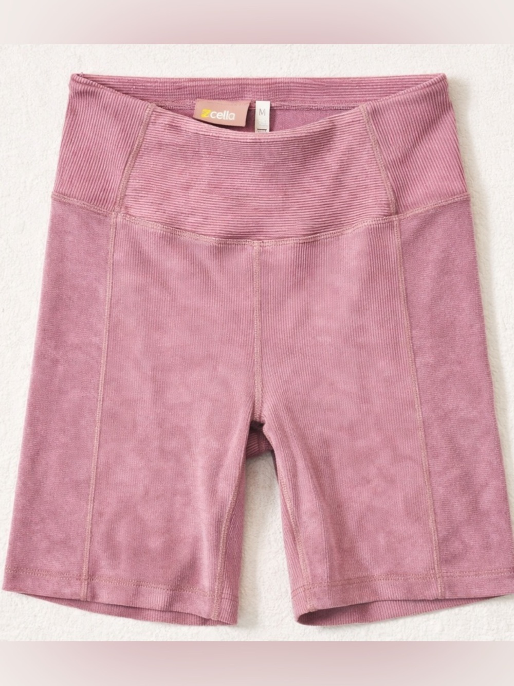 Zella Ribbed Biker Shorts Dusty Pink Athleisure Yoga Gym Sculpting Medium B60